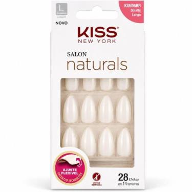 Imagem de Unhas Postiças Kiss New York Salon Naturals Stiletto Longo 28 Unidades
