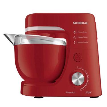 Imagem de Batedeira Planetária Mondial BP-03 4,5L 700W 12 Velocidades Vermelho 110V com Tigela e Batedores