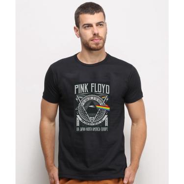Imagem de Camiseta masculina Preta algodao Pink Floyd Cartaz De Tour Rock Arte