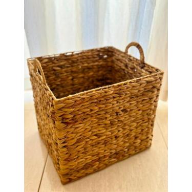 Imagem de Cesto Decorativo Organizador Em Fibra Natural quadrado 40cm Estrutura 