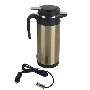 Imagem de EVGATSAUTO Chaleira elétrica no carro, 1000 ml, 24 V, aço inoxidável, chaleira elétrica, garrafa térmica para viagem, garrafa térmica de água (24 V)