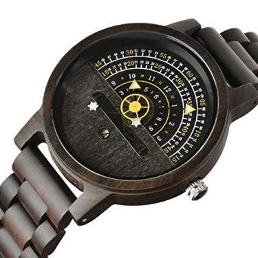 Imagem de Relógio de pulso masculino de madeira de quartzo com mostrador individualizado e mostrador de data, elegante e luminoso, presente masculino, preto