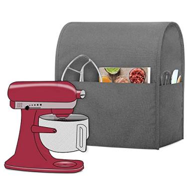 Imagem de Luxja — Capa de proteção contra poeira para mixers KitchenAid, capa de tecido com bolsos para mixers KitchenAid e acessórios extras, Cinza, Fits for 6-8 Quart, 1