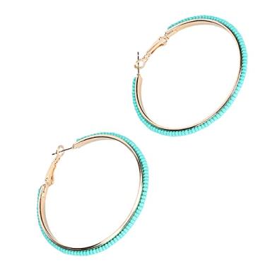 Imagem de Brincos de argola com miçangas, brincos de sementes Brincos redondos de liga boêmia para uso diário