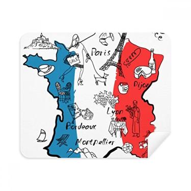 Imagem de Mapa City França Landmark Bandeira Nacional Pano de Limpeza de Tela Limpador de Tela 2 Peças Tecido de Camurça