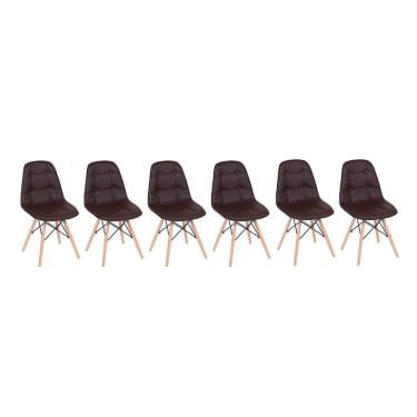 Imagem de Conjunto com 6 Cadeiras Eames Eiffel Botonê - Marrom