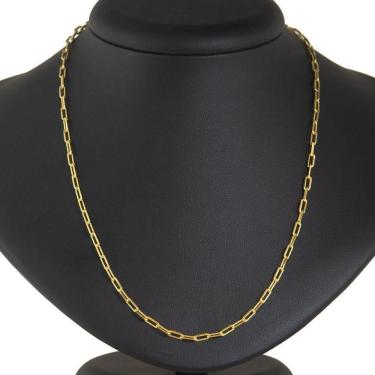 Imagem de Cordão Masculino Elo Quadrado 60Cm Fecho Gaveta Banhado Ouro