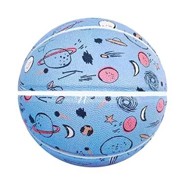 Imagem de Tamanho 1/3/5/6/7 Basquete personalizado estrelado, couro macio PU, sensação de boa mão, presente de aniversário infantil, uso interno e externo.,White,NO 7