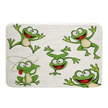 Imagem de Kawaii Decor Frog Tapetes de banho para banheiro meninos tema animal dos desenhos animados tapetes de banheiro para crianças adolescentes natureza ultra macios tapetes de banho para banheira de banho sapo de desenho animado engraçado acessórios de banheiro 20 x 32 polegadas