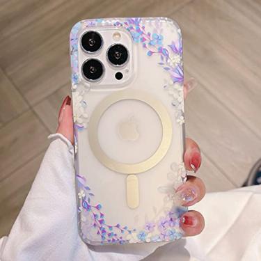 Imagem de Capa de telefone magnética fosca com flores de relevo fofas para iPhone 14 13 12 11 Pro Max capa dura translúcida, M1, para iPhone 14
