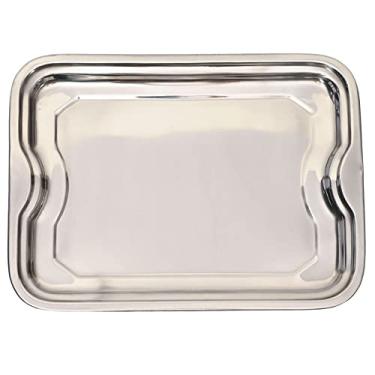 Imagem de Mimo Style Bandeja Retangular, Ideal Para Servir Petiscos, Cafés e Lanches, Produzido em Aço Inoxidável, Resistente e Multiuso. Para Servir Seus Convidados
