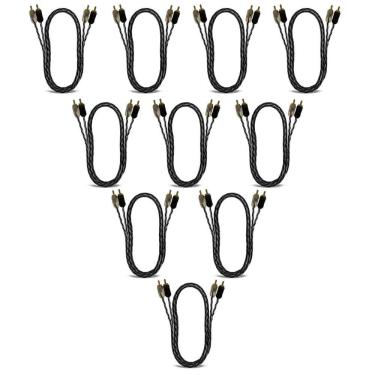 Imagem de Kit 10 Cabos RCA Taramps 1 Metro 4mm Preto e Branco Som Automotivo