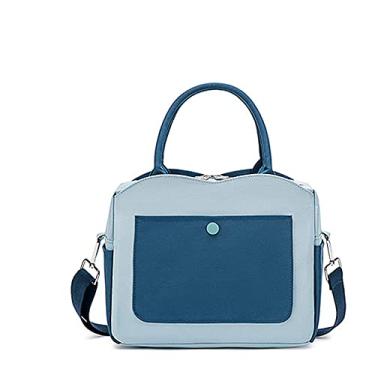 Imagem de Bestgift Bolsa isolante Lancheira de alumínio engrossado com uma alça de ombro transversal com alça de ombro transversal tamanho pequeno, Azul claro, 26*21*15cm