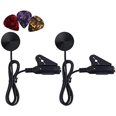 Imagem de JOINSI 2 peças de captador de guitarra acústica piezo microfone de contato para guitarra ukulele violino, bandolim, banjo com palhetas de guitarra