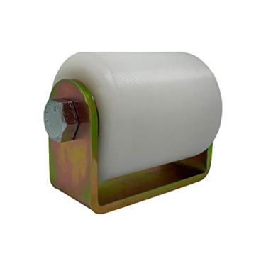 Imagem de Rolo guia de portão deslizante de 7,6 cm de nylon duro branco UHMW com suporte C Montagem traseira soldada, resistente antiponta, rolamento esférico selado, guia de portões deslizantes - Rolos de águia EG097