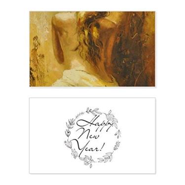 Imagem de Blonde Back Babe Girl Pretty Gal Festival de Ano Novo Cartão de felicitações Mensagem Presente