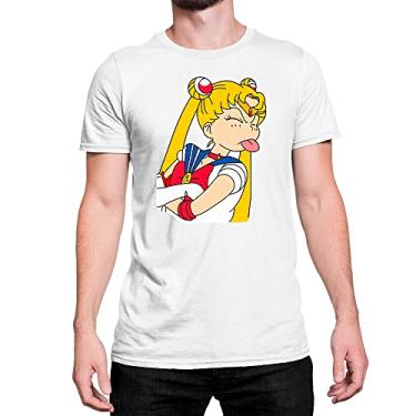 Imagem de Camiseta T-Shirt Sailor Moon Cute Mostrando a Língua Algodão Cor:Branco;Tamanho:P