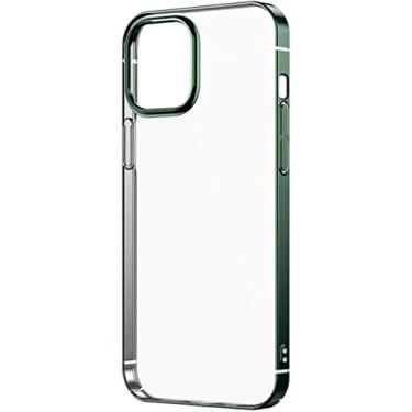 Imagem de NEYENS Capa transparente compatível com iPhone 12 Pro Max 6,7 polegadas, capa transparente super fina à prova de choque rígido PC traseiro protetor de corpo inteiro anti-riscos capa de telefone (cor: verde)
