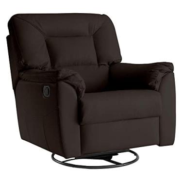 Imagem de Poltrona Reclinável Giratória com Balanço Doha Couro Tabaco - Gran Belo
