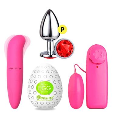 Imagem de Kit Plug Anal Vibrador Ponto G Bullet Egg Masturbadores Anel Vibro