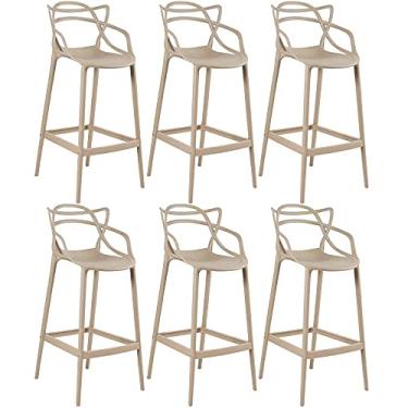 Imagem de Loft7 Home Decor, Kit 6 Banquetas Altas Masters Allegra 76 cm - Nude