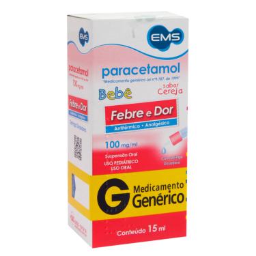 Imagem de Paracetamol Bebê 100mg/ml Suspensão Oral Sabor Cereja 15ml EMS Genérico 15ml