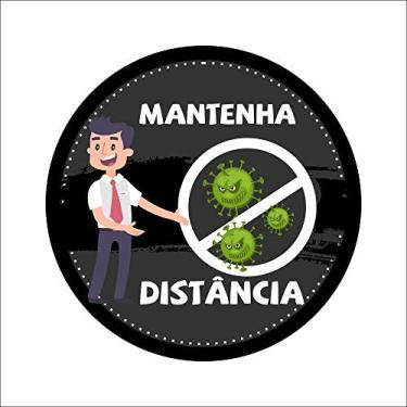 Imagem de Adesivo P/Chão Mantenha Distância Preto 10 Unidades Mod03