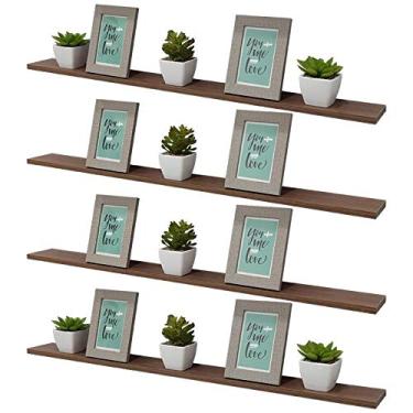 Imagem de Kit 4 Prateleiras 90 x 10cm Nogal Suporte Invisível