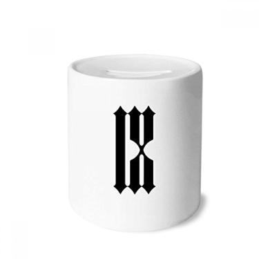 Imagem de DIYthinker Numerais romanos Nove em caixa de dinheiro com silhueta preta, porta-moedas de cerâmica, presente de cofrinho