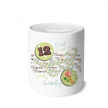 Imagem de DIYthinker Carimbos de rosa e borboleta caixa de dinheiro caixa de cerâmica porta-moedas presente de cofrinho