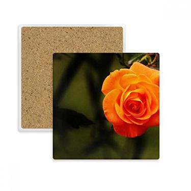 Imagem de Porta-copos quadrado de flor verde escuro laranja porta-copos caneca suporte subplaca pedra isolante