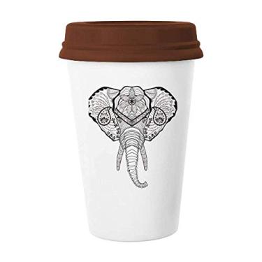 Imagem de Caneca de desenho de elefante de dentes longos com desenho de animal, caneca de cerâmica para copo de café