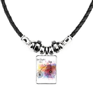 Imagem de DIYthinker Colar de rua colorido com estampa de grafite, joia com pingente de corda de couro