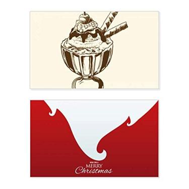 Imagem de Copo de chocolate cereja para biscoitos, sorvete, feriado, Natal, cartão de felicitações, mensagem de Natal