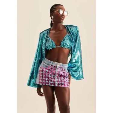 Imagem de CASACO PAETÊ MANGA FLARE AZUL REF: 502CC000156 01003 LANÇA PERFUME-Feminino