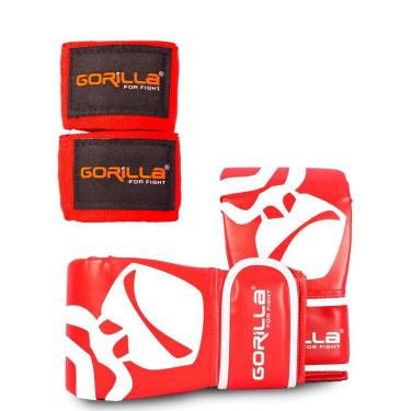 Imagem de Luva Bate Saco Pro Infantil + Bandagem Elástica 2,5 Metros Treino Boxe MMA Muay Thai Gorilla-Unissex