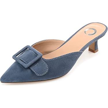 Imagem de Journee Collection Sapato feminino Vianna Kitten Salto Mules bico fino, Azul, 7.5
