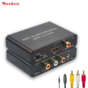 Imagem de HDMI ARC Audio Extractor  Conversor DAC  Adaptador  Óptico Digital  SPDIF  Coaxial para Analógico