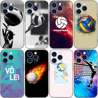 Imagem de Voleibol Sprot Phone Case para Apple  Capa Preta  iPhone 14  13  12 Mini  11 Pro  XR  X  XS MAX  6S