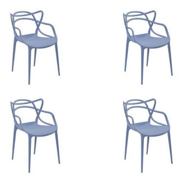 Imagem de Kit 4 Cadeiras Decorativas Sala E Cozinha Feliti (Pp) Azul Caribe G56