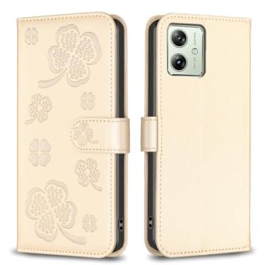 Imagem de Capa carteira para Motorola Moto G54 com 3 cartões e 1 compartimento para dinheiro, capa de telefone flip de couro PU à prova de choque compatível com Moto G54 5G 6,5 polegadas (dourado)