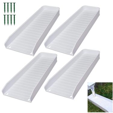 Imagem de Teisaiko Bloco de respingos de calha de chuva – Extensões de calha para drenagem de água da chuva, design de escada descendente, extensor de calha fixável de 40,64 cm com 8 pregos PP de fixação (4,
