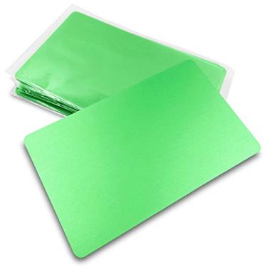 Imagem de Ebamaz Placa de alumínio anodizado para cartões de visita de metal 86 x 54 x 0,8 mm, Verde, branco, 10 peças, 86X54X0.8mm (3.4X2.1X0.031 inch), Simples