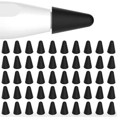Imagem de Joosko Capa para Apple Pencil 2ª geração e 1ª geração, [pacote com 50] protetor fino de ponta de caneta de silicone, desenho silencioso, para Apple Pencil 2ª e 1ª geração. (preto)