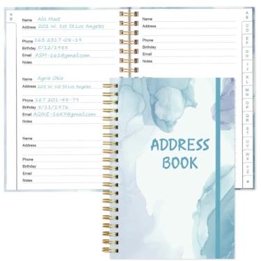 Imagem de Agenda de endereços com abas alfabéticas - Telefone e agenda de endereços com contatos de endereço, data especial, telefone, aniversário e senha de login na Internet para casa e escritório, 10,9 cm x