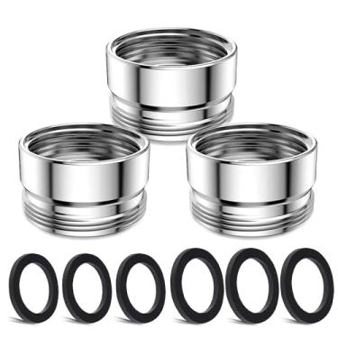 Imagem de CNYMANY Kit adaptador de torneira de 3 peças, macho 2,2 cm para fêmea 2 cm conjunto de aerador de cozinha de rosca grossa, mangueira de jardim conectada para pia mangueira de jardim filtro de água