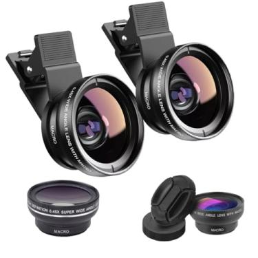 Imagem de Kit 2 Lente Premium Câmera Celular Melhor Resolução 2 em 1 Profissional Angulo Amplo 0,45x e Macro 12,5x, Super Zoom Fotógrafos Paisagem Retratos Vídeos Universal com Bolsa Transporte - Thafe