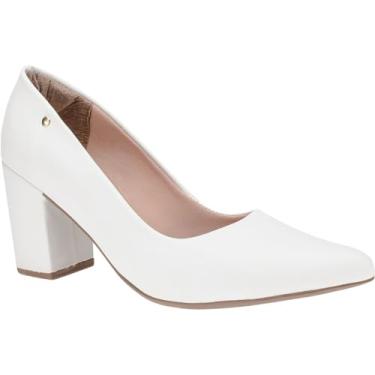 Imagem de Sapato Feminino Scarpin Bico Fino Retro Diversas Cores Conforto Salto Alto 8cm Macio Lóris Shoes 9484 (Branco, BR, Adulto, Numérico, 37)