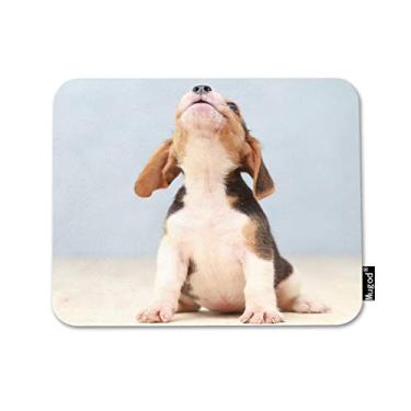 Imagem de Mugod Tapete de rato pequeno e fofo beagle filhote de cachorro olhando para cima impressão antiderrapante borracha natural gaming mouse pad retângulo mouse pads para computadores laptop 19 x 23