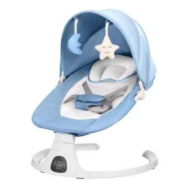 Imagem de Cadeira de Balanço Automática Musical Bluetooth para Bebê até 18kg Azul Multmaxx